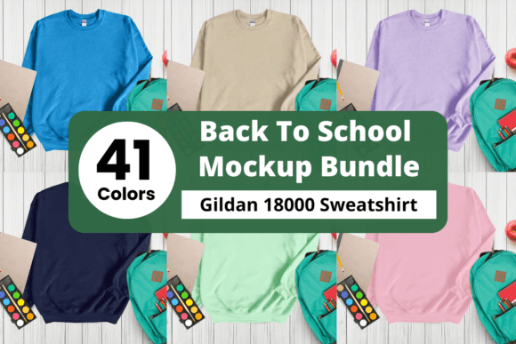 Back to School Gildan 18000 Mockups Bundle
