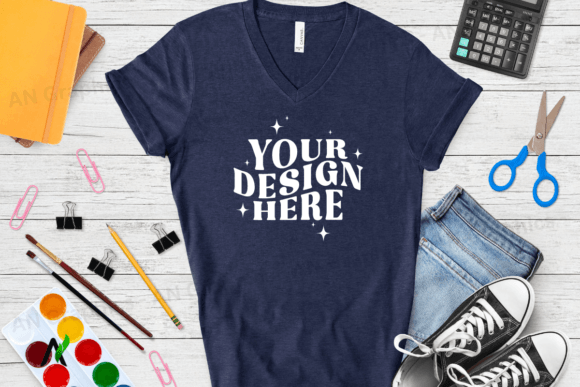Bella Canvas 3005 V-Neck Mockup - 025: A Professional Tool for T-Shirt Design Presentation