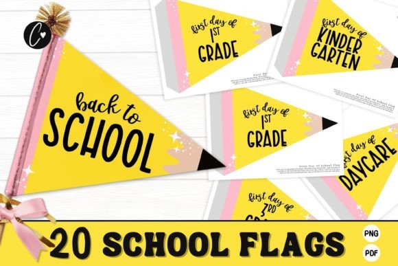 First Day of School Flags Printable