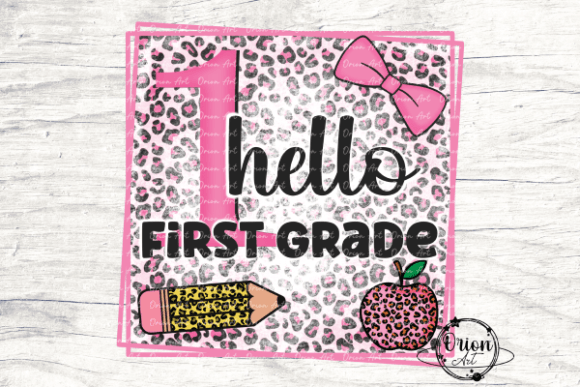 Hello First Grade Pink Leopard PNG
